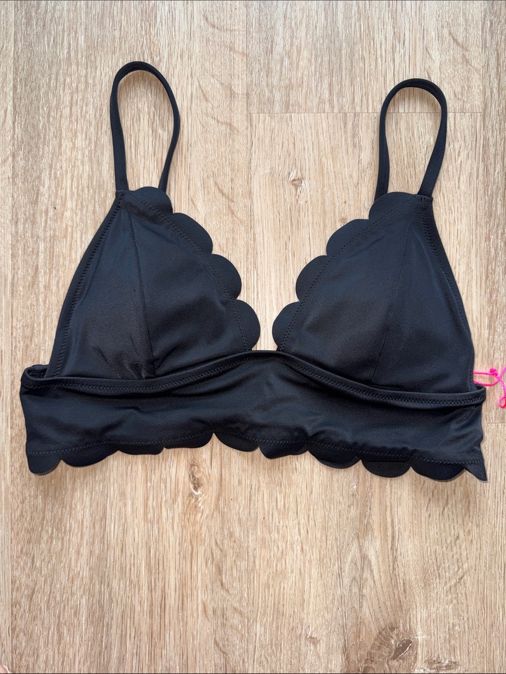 NEW Vanilla/Beach Black Scalloped Triangle Bikini Top